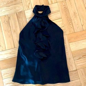 Tibi high neck ruffle halter top